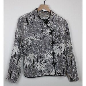 Chicos Silk Blend Jacket Size 2 Womens Small Art to Wear Open Blazer